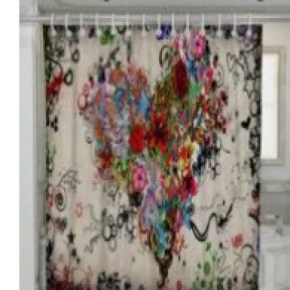 Colorful Heart Graphic shower curtain  New without packaging